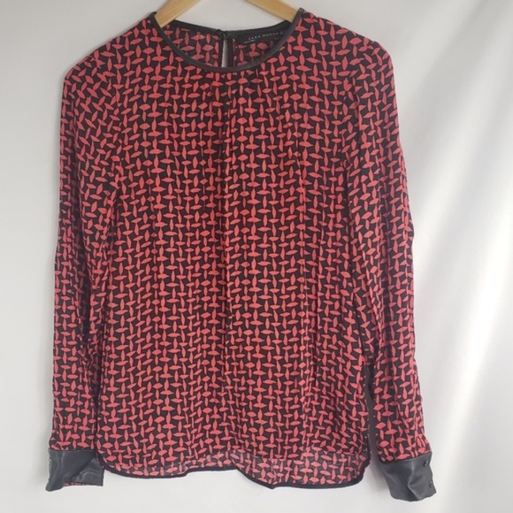 Zara Tops - Zara Woman Red Black Basket Weave Blouse Zara Tops - Zara Woman Red Black Basket Weave Blouse